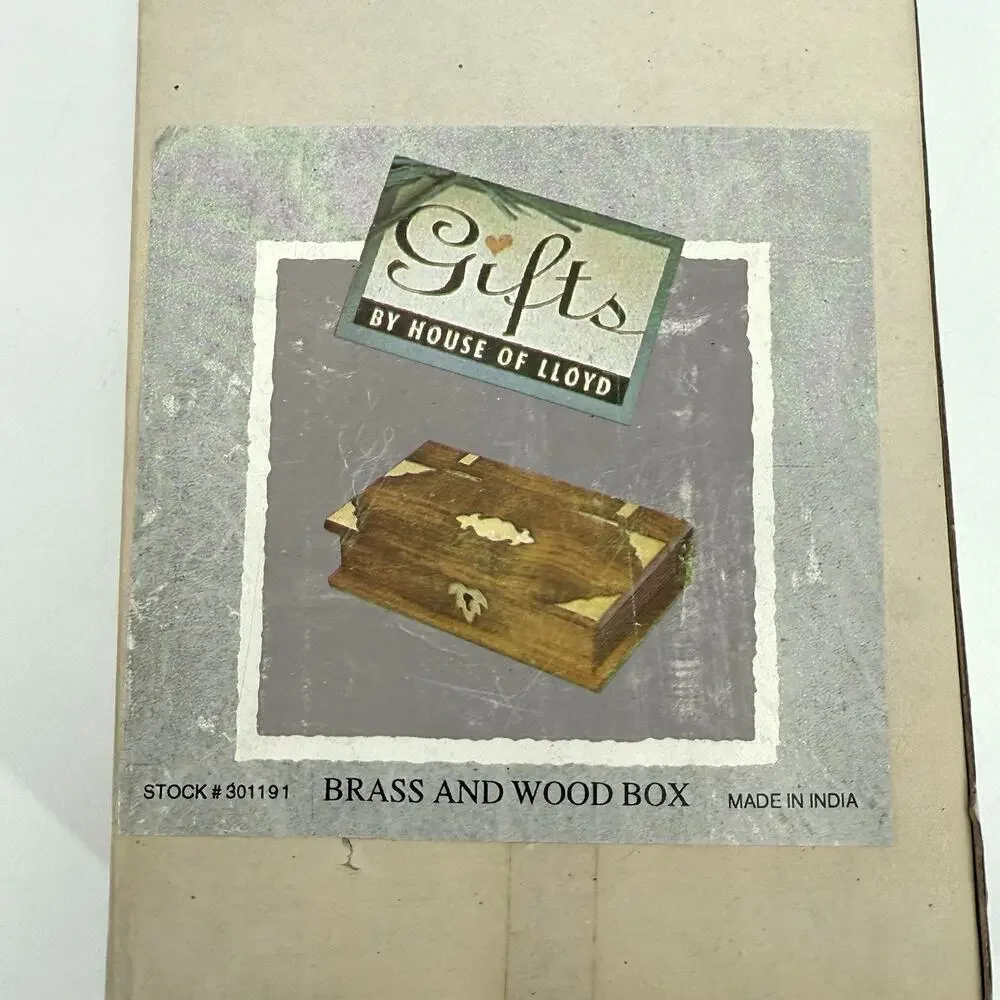VTG 1970s House Of Lloyd Book-Shaped Brass & Wood Faux-Book Trinket Lock Box
